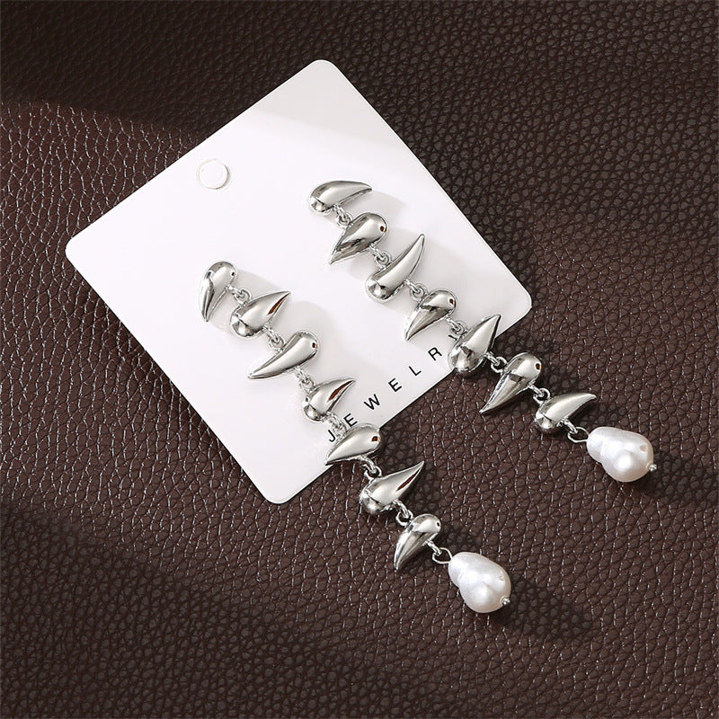 Drop-shaped Earring Necklace Glossy Suit