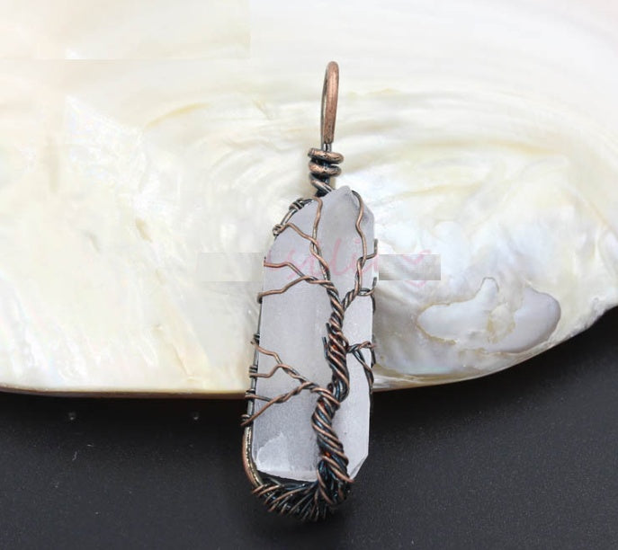 White Crystal Life Tree Necklace