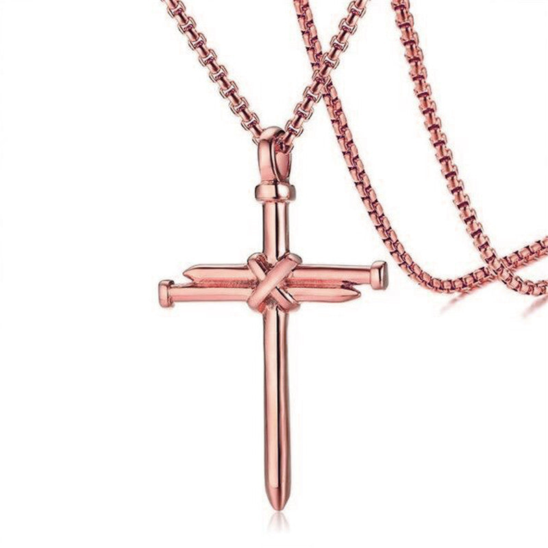 Iron Nail Cross Pendant Necklace