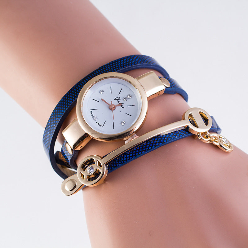 Casual three-winding bracelet watch