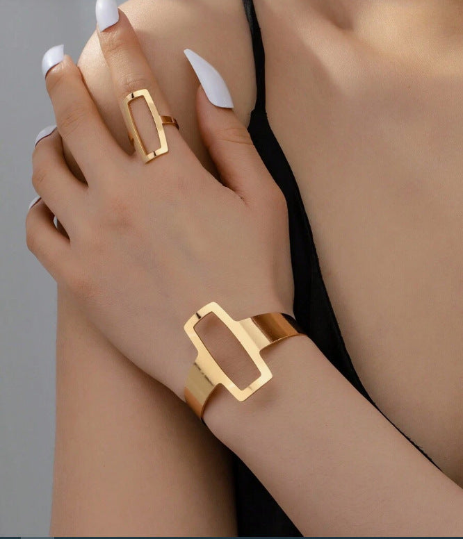 Geometric Bracelet Ring Set Female