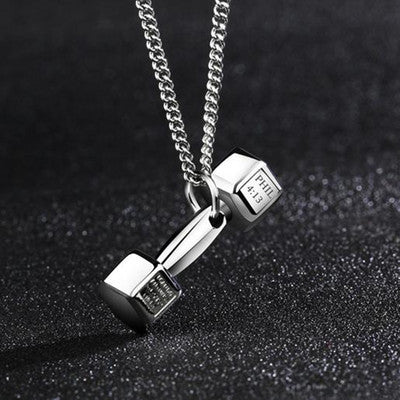 Fitness dumbbell Necklace Pendant titanium