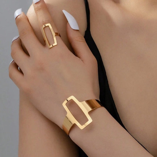 Geometric Bracelet Ring Set Female