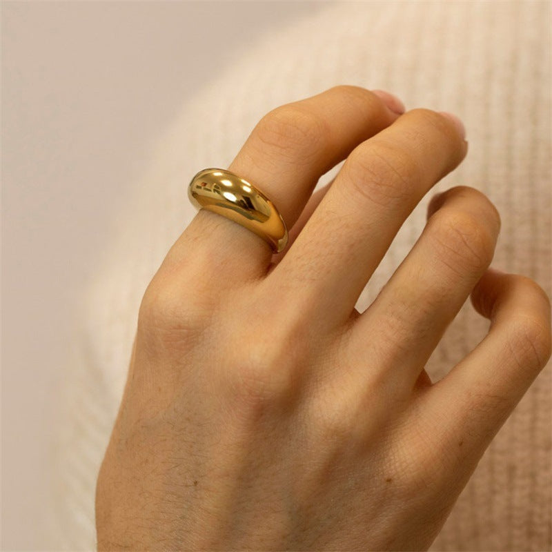 Minimalist Glossy Ring Circular Stainless Steel Ring