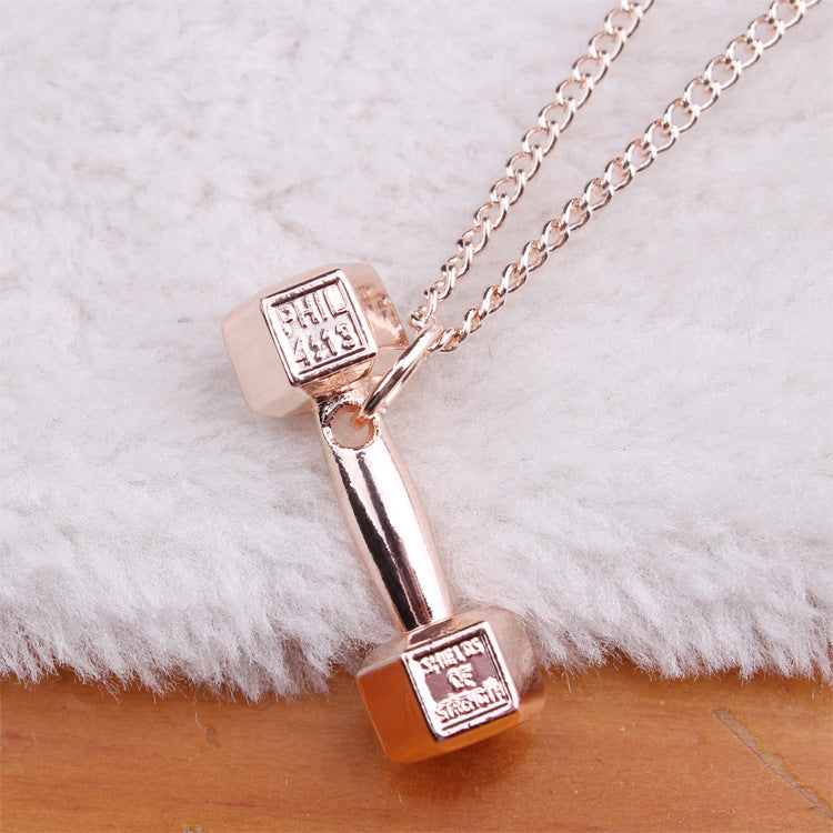 Fitness dumbbell Necklace Pendant titanium