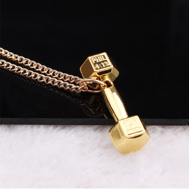 Fitness dumbbell Necklace Pendant titanium