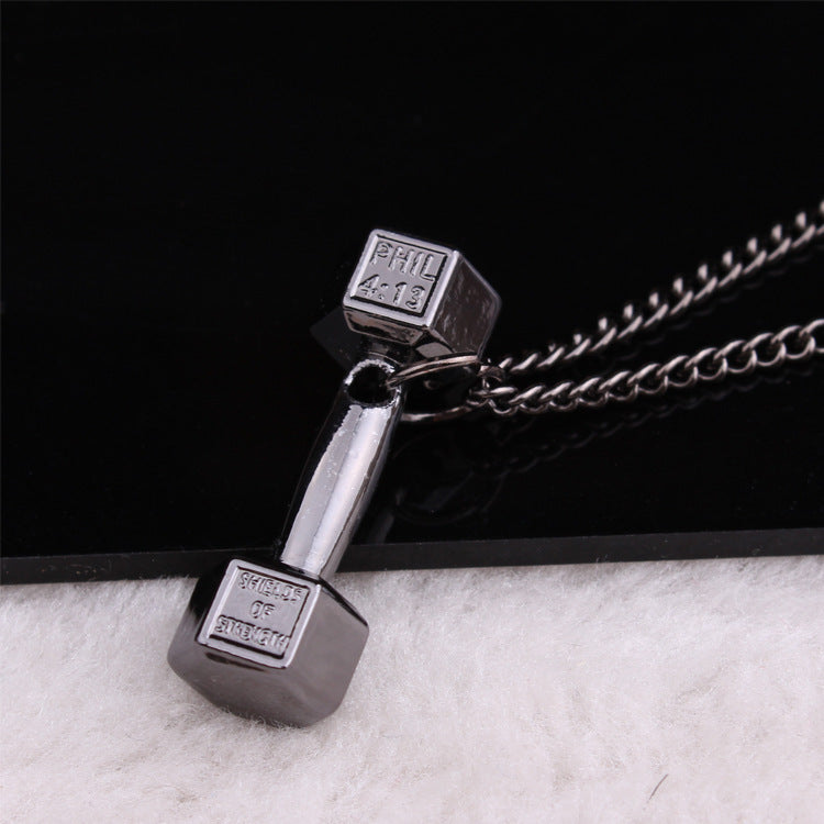 Fitness dumbbell Necklace Pendant titanium