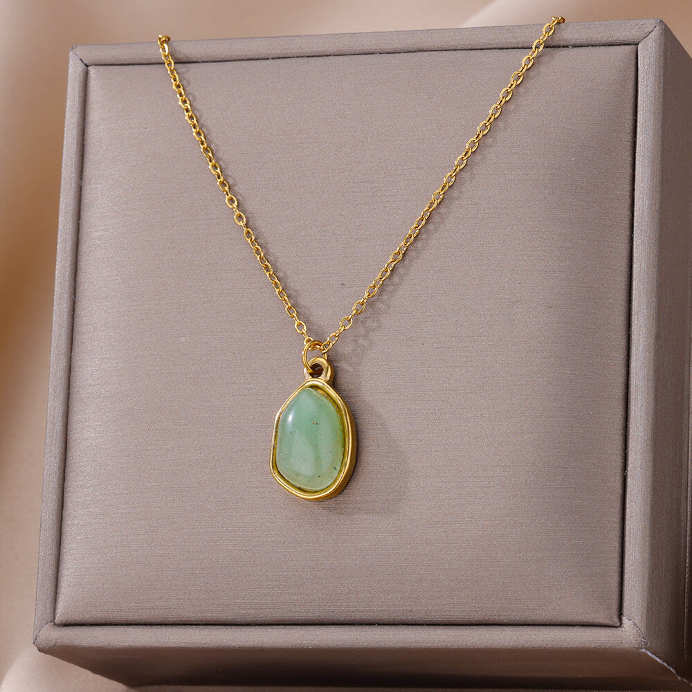 Irregular Geometric Green Pendant Necklace Clavicle Chain Female