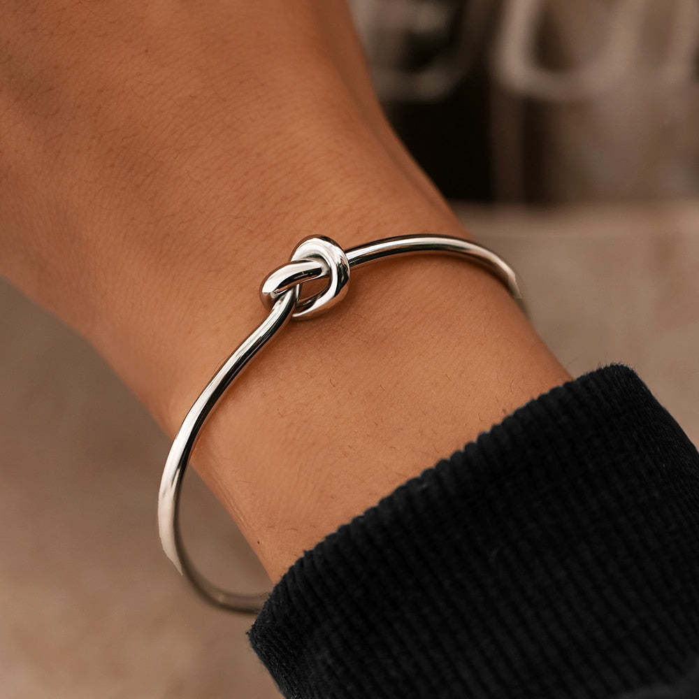 Titanium & Steel Material Knotted C- Shaped Bracelet