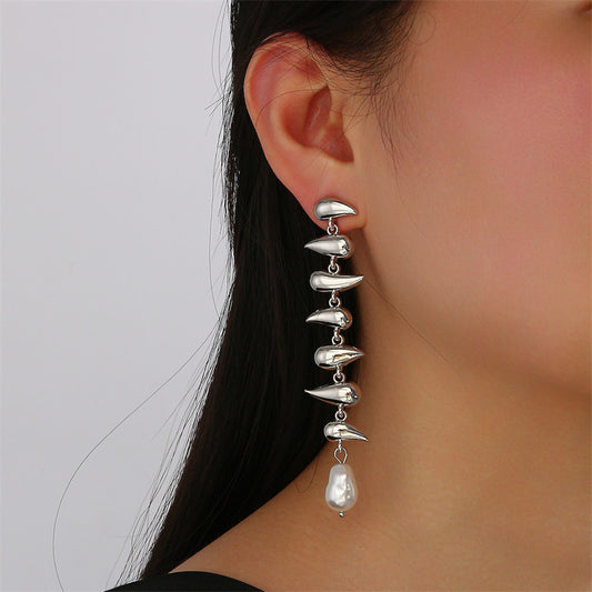 Drop-shaped Earring Necklace Glossy Suit