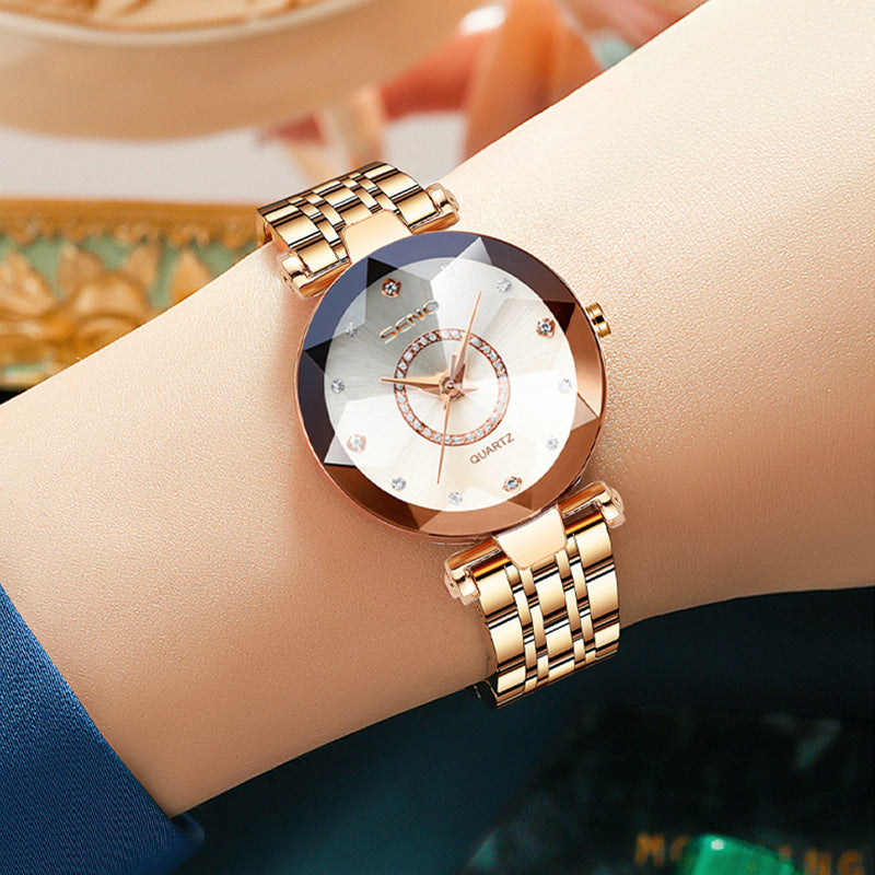 Starry Diamond Face Bright Polygonal Glass Watch