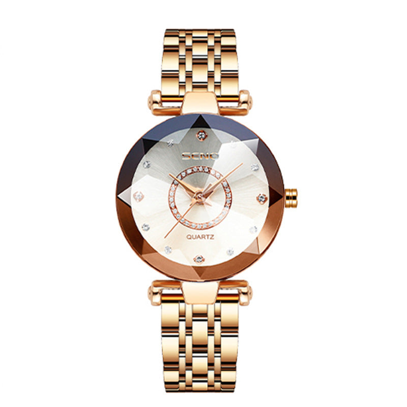 Starry Diamond Face Bright Polygonal Glass Watch