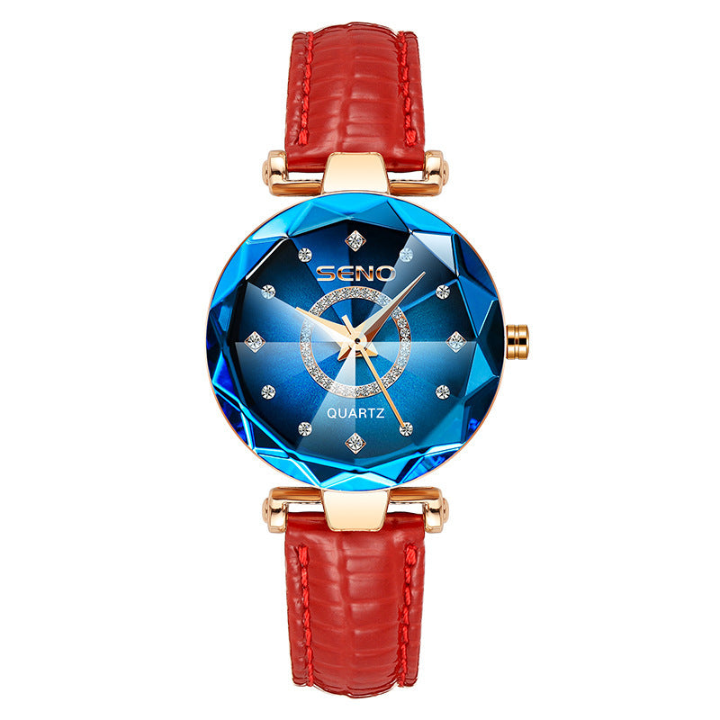 Starry Diamond Face Bright Polygonal Glass Watch