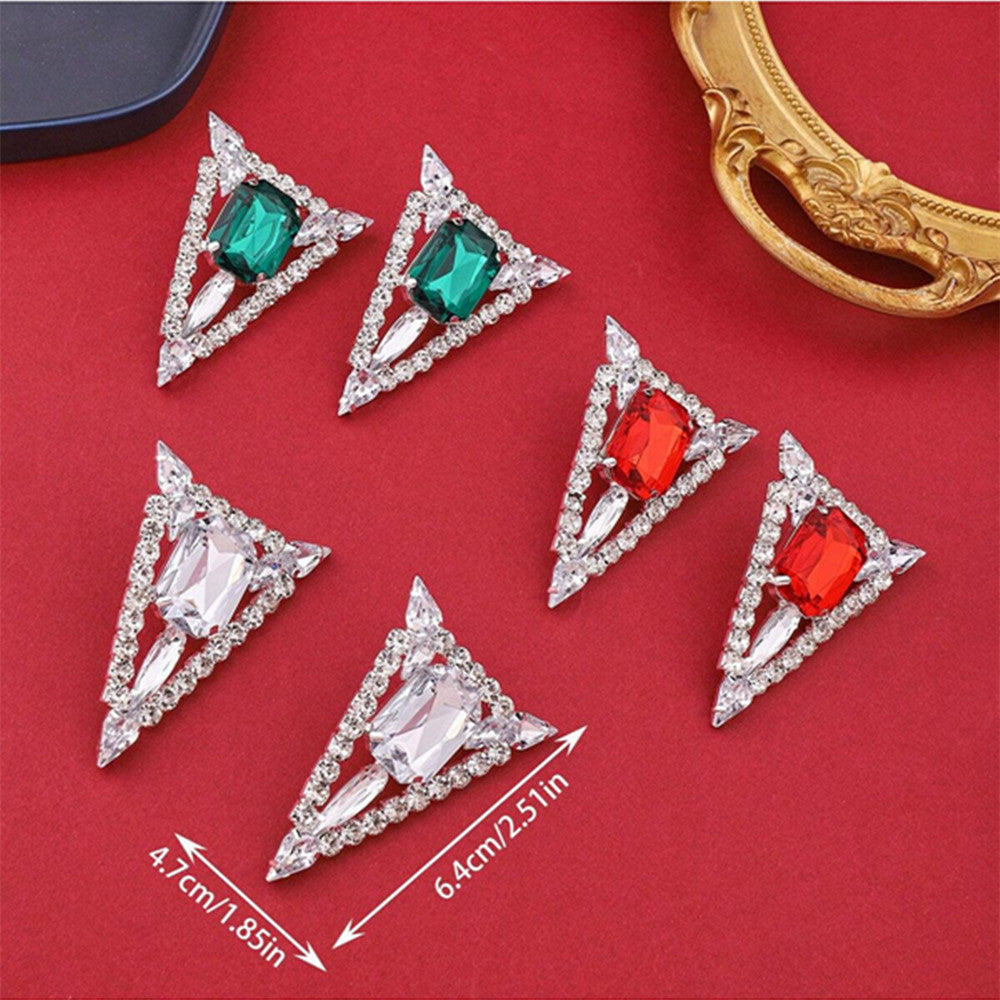 Multi-colored Rhinestones Triangle Jewel Earrings