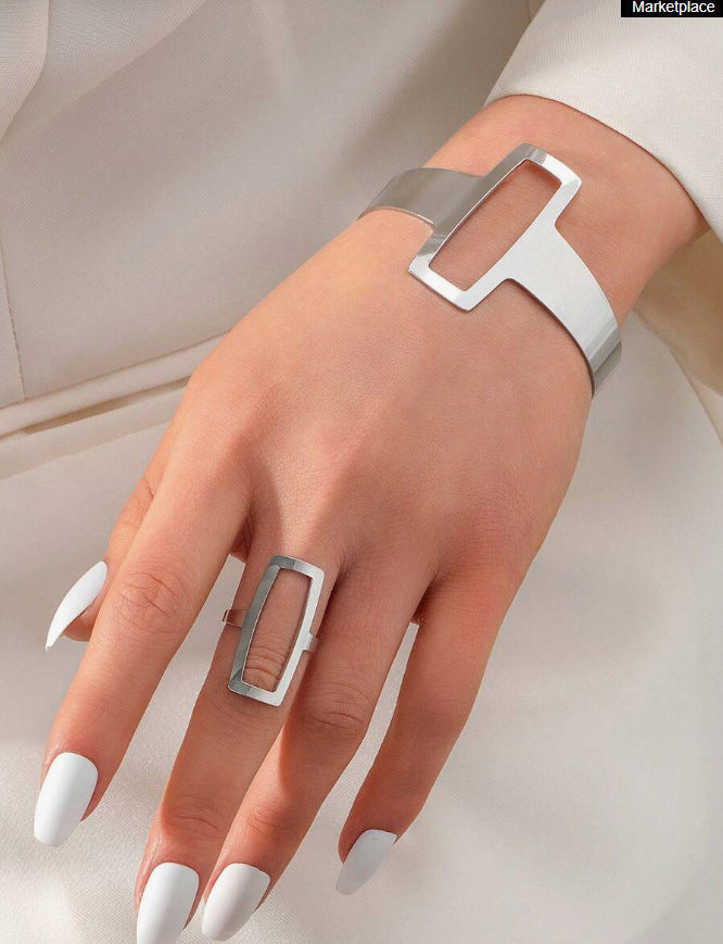 Geometric Bracelet Ring Set Female