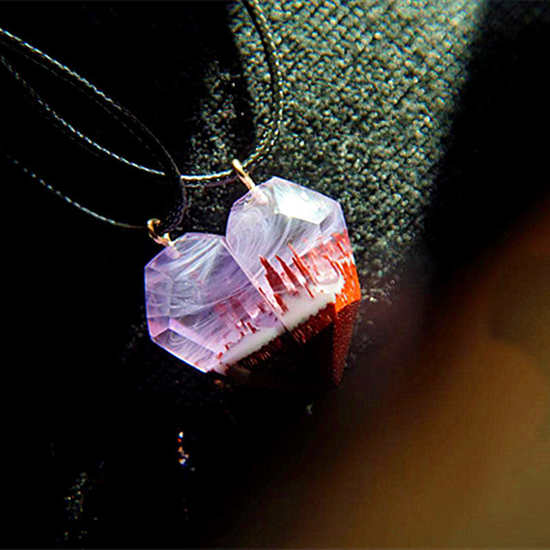 Valentine's Day Epoxy Heart-shaped Lettering Resin Pendant