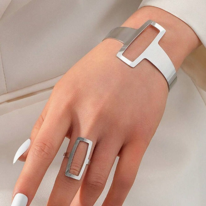 Geometric Bracelet Ring Set Female