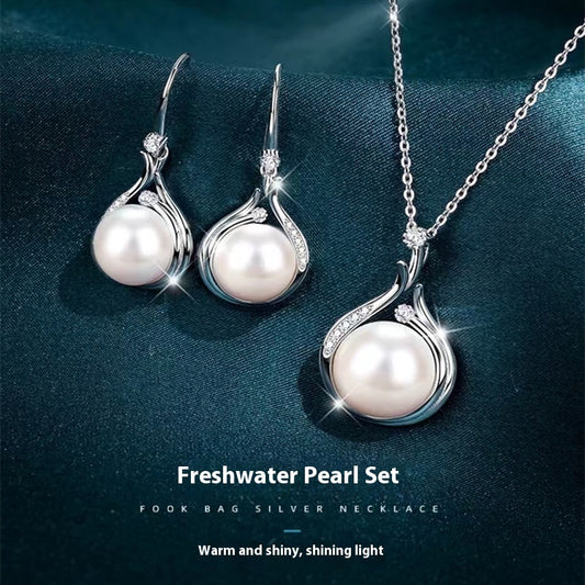 Natural Freshwater Pearl Earring Necklace set