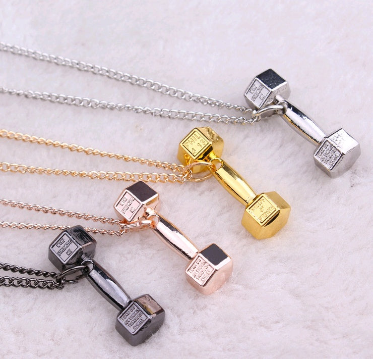 Fitness dumbbell Necklace Pendant titanium