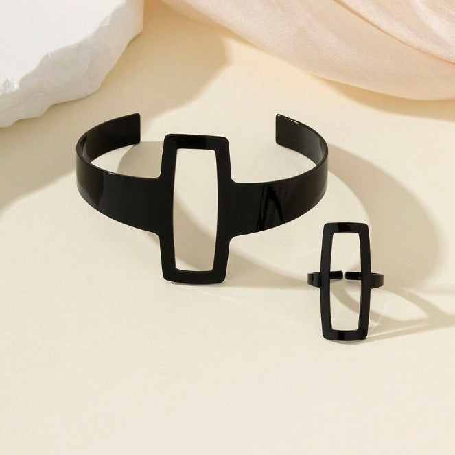 Geometric Bracelet Ring Set Female