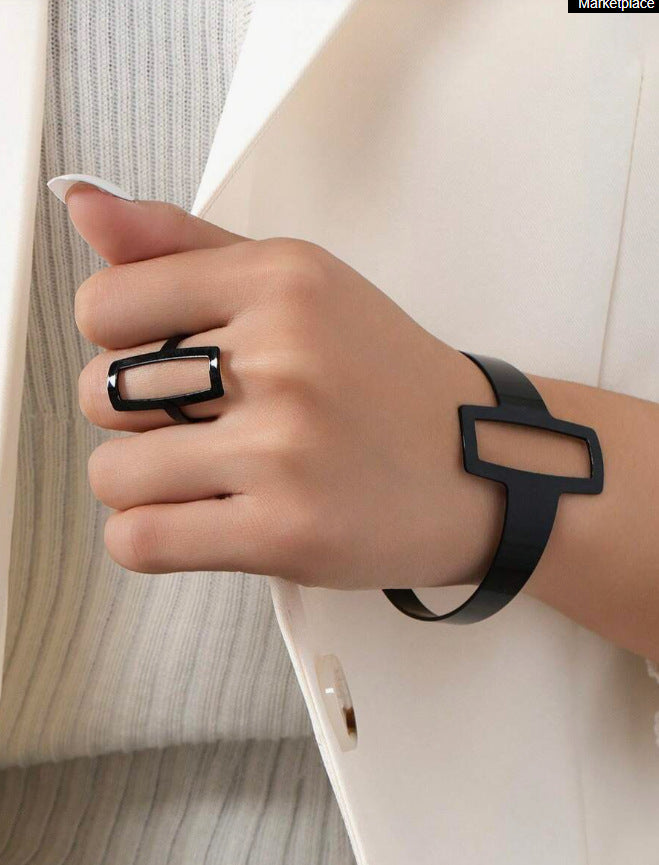 Geometric Bracelet Ring Set Female