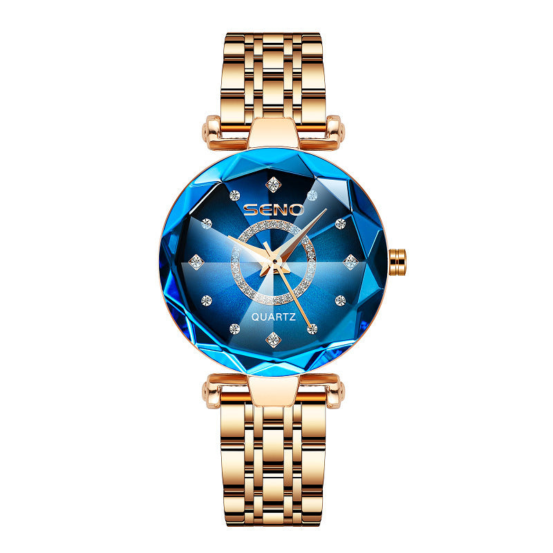 Starry Diamond Face Bright Polygonal Glass Watch