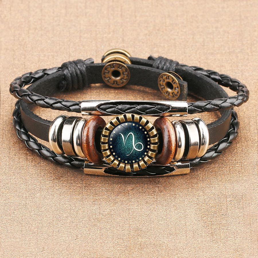 Multilayer Leather ZodiacBraided Bracelets