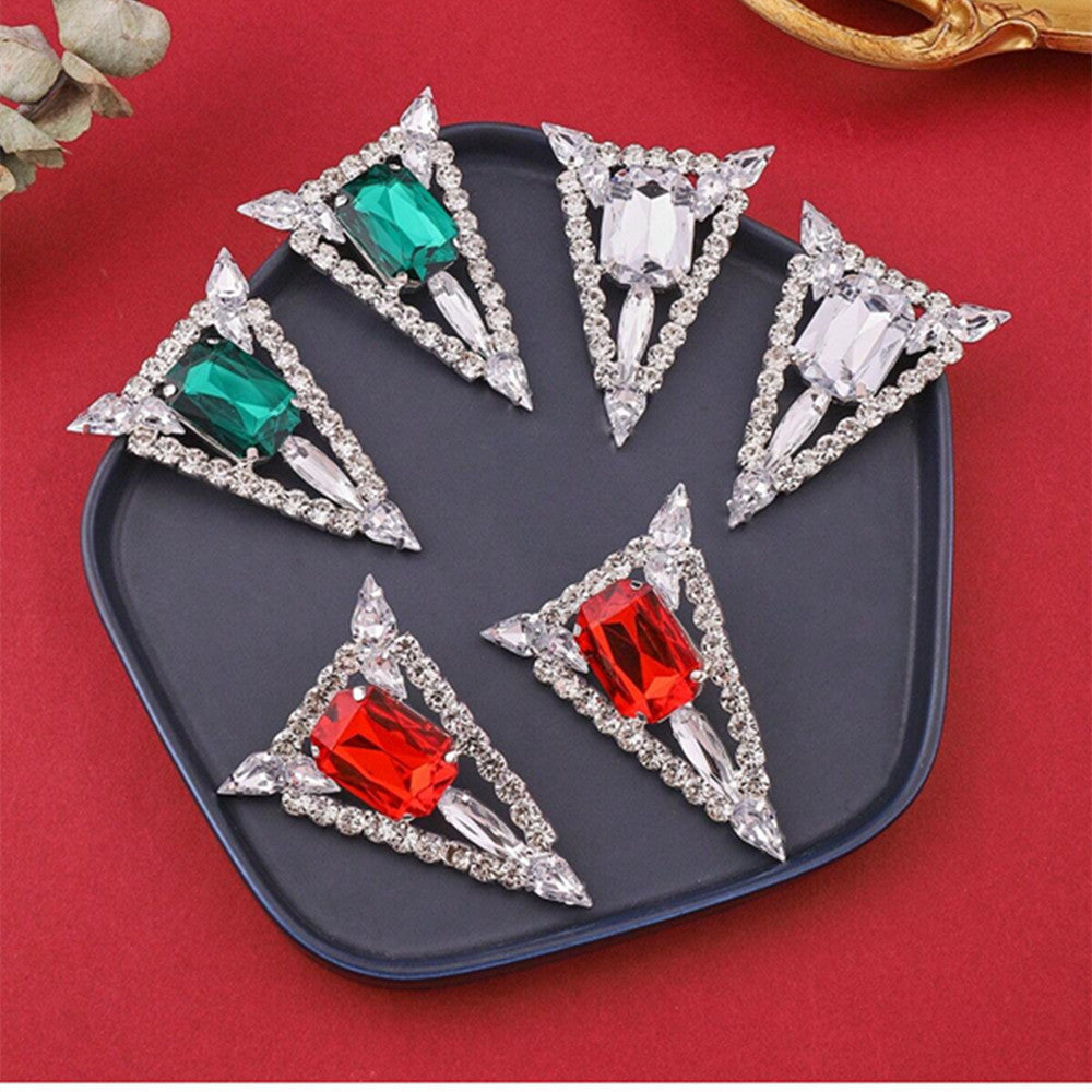 Multi-colored Rhinestones Triangle Jewel Earrings