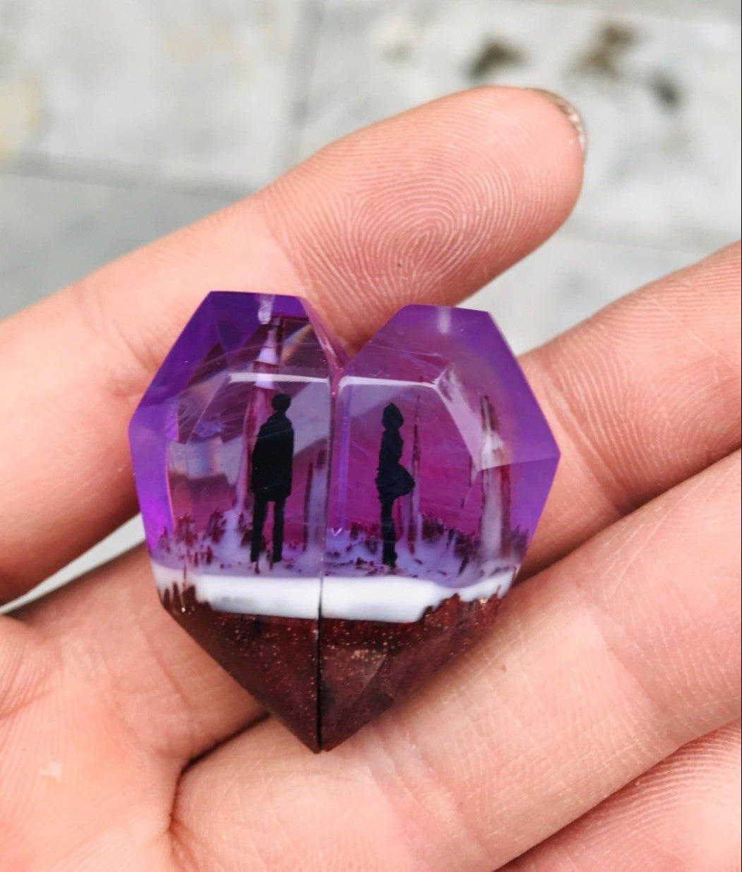 Valentine's Day Epoxy Heart-shaped Lettering Resin Pendant