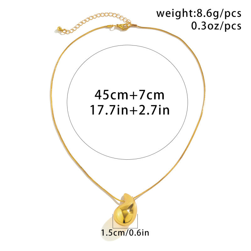 Comma drop pendant necklace Simple snake bone chain